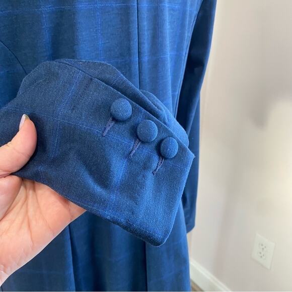 CAbi Windowpane Blazer Blue Plaid One Button Career Work Jacket Sz 12 - Picture 7 of 12